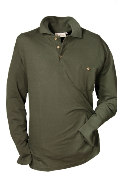 Polo Langarmshirt , Jäger Poloshirt , Herren Poloshirt , Polohemd " Oliv "